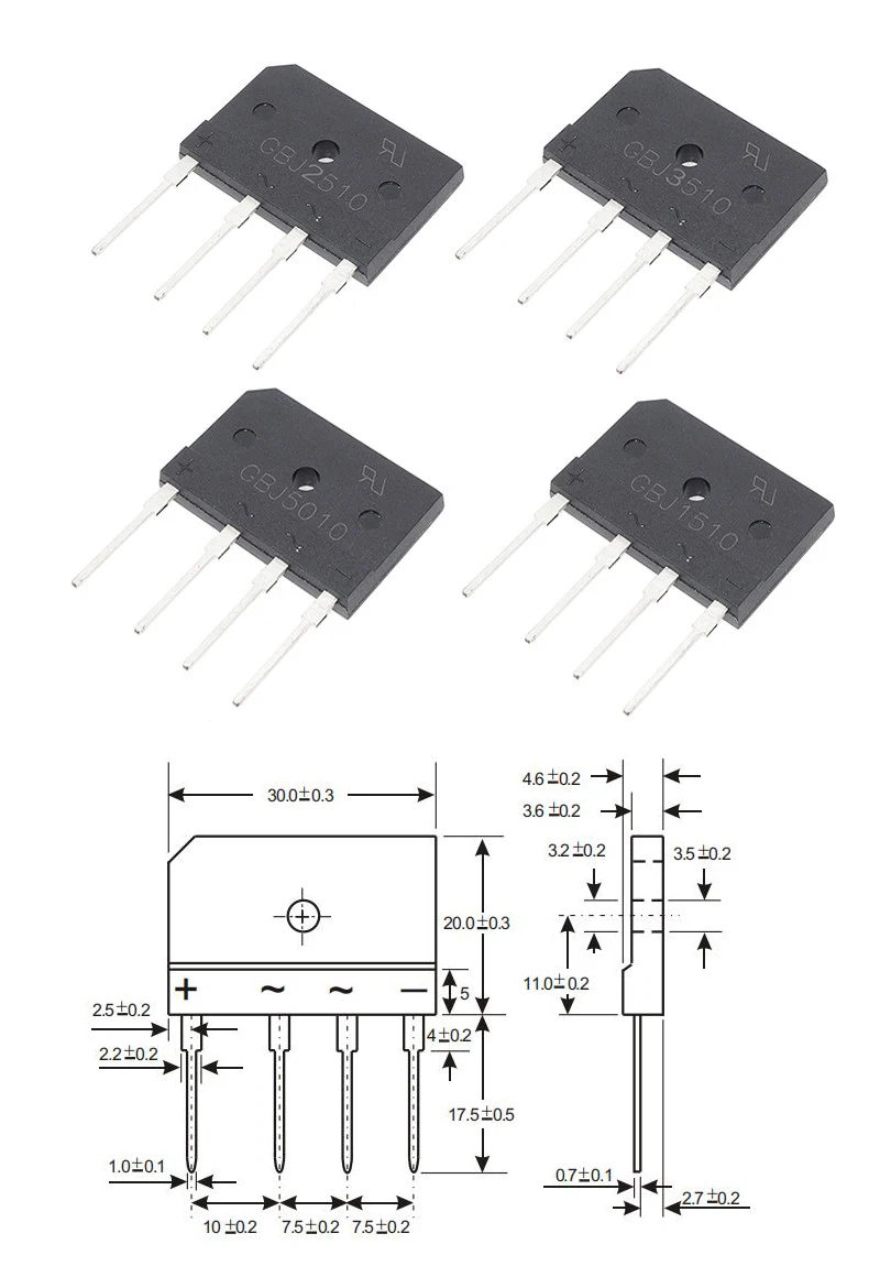 5PCS GBJ1510 GBJ2510 GBJ3510 = KBJ3510 GBJ5010 = KBJ5010 RBV5010 15A 25A 35A 50A 1000V 1KV DIP 4pin SILICON BRIDGE RECTIFIERS