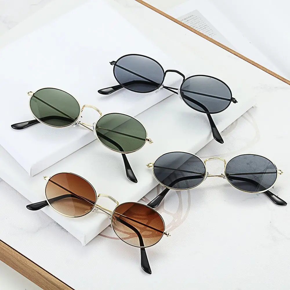 Fashion Festival Small Frame Steampunk Metal Sun Glasses Oval Sunglasses Gradient Mirror Glasses Men's Shades