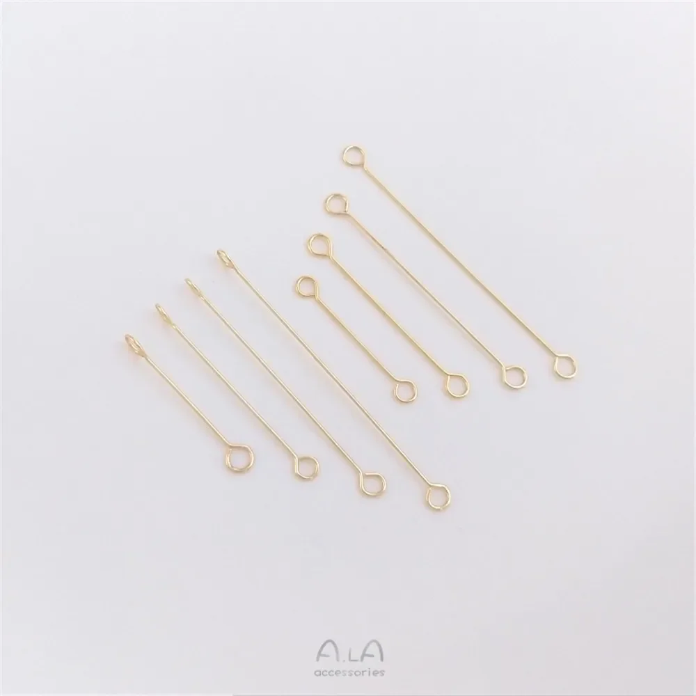 14K Gold Covered Double Head 9 Word Pin Anello Orizzontale Estremamente Fine Anello Verticale Biella Accessori Per Ornamenti