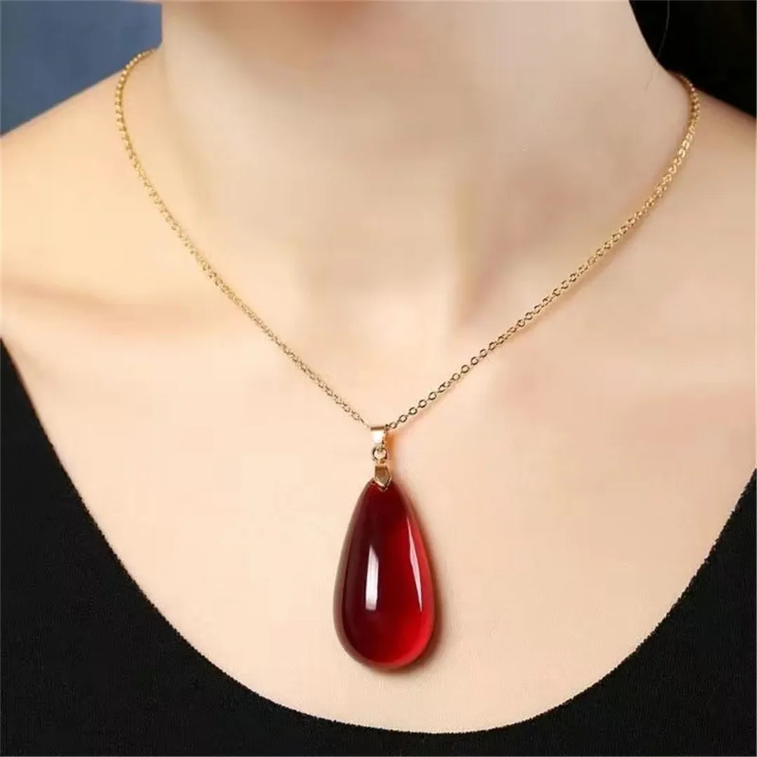천연 앰비어 펜던트 목걸이, 실버 주얼리, 힐링 크리스탈 뷰티, 사랑 선물, 원석 비즈, 에너지 스톤 AAAAA
