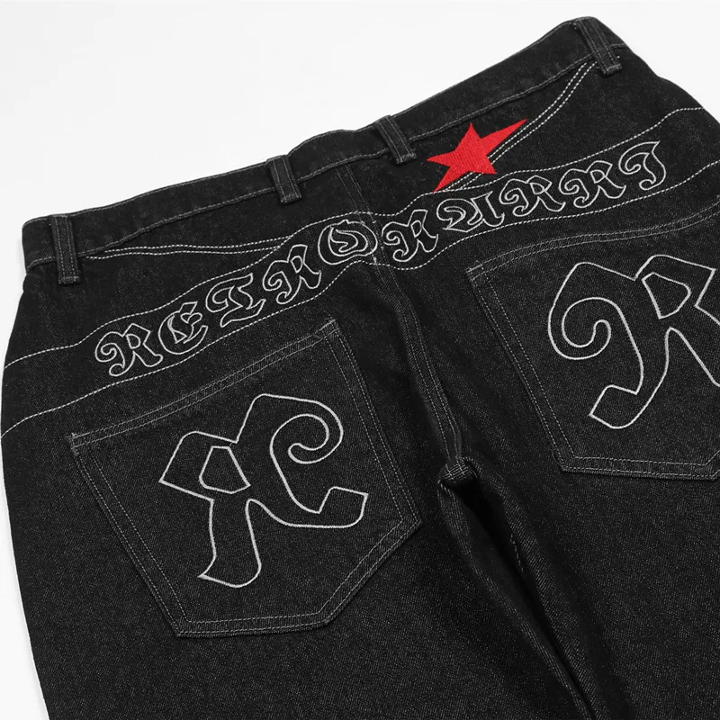 2024 Star Letter Embroidery Y2K Streetwear Baggy Jeans Pants For Men Clothes Straight Luxury Cotton Long Trousers Pantalon Homme 6