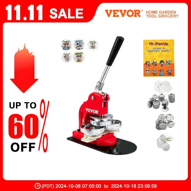 VEVOR Button Maker Machine 75 mm Badge Punch Press Kit Children DIY Gifts Pin Maker Button Making Supplies w/500pcs Parts