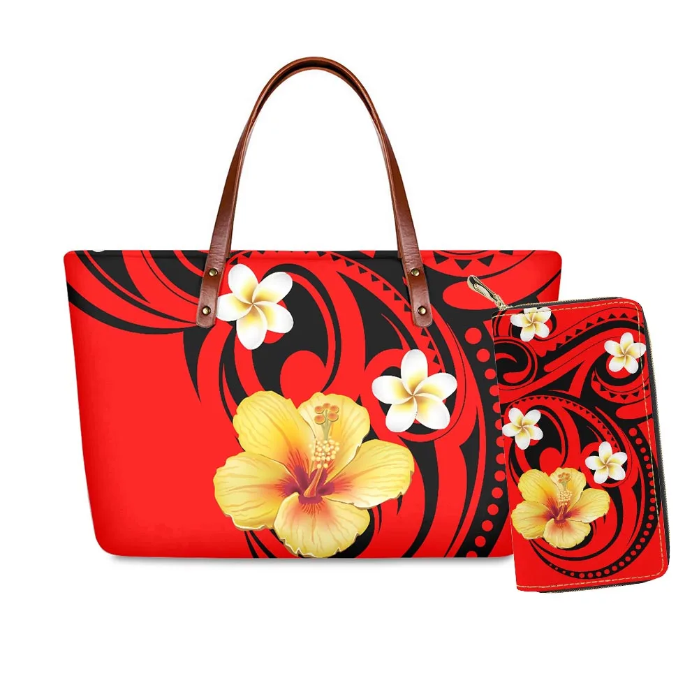 Large-capacity Bag Women's New Trendy Floral Polynesian Style Luxury Portable Shoulder Bag All-match Tote Shopping