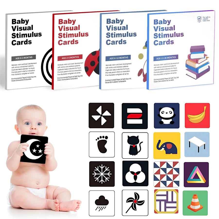 Baby Visual Stimulation Cards High Contrast Flashcards For Newborns 0–36 Months | Infant Sensory Toys Early Learning Toy_voghion.com