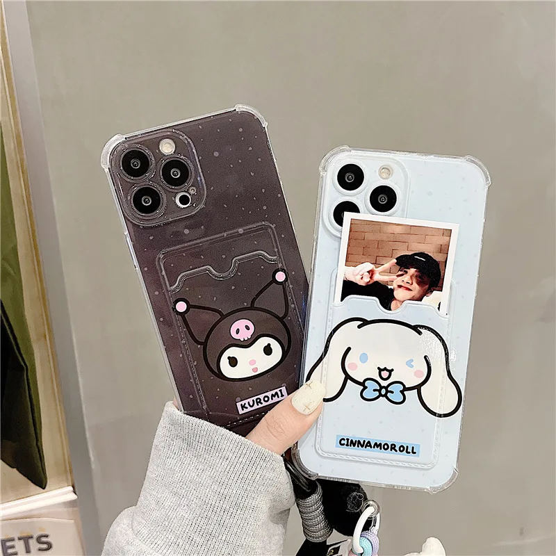 

Kawaii Sanrio Cinnamoroll Hello Kitty Y2K Iphone 15Promax Case Cute Anime Wrist Strap Anti-Drop for 14/13/12 Pro Toys Girls Gift