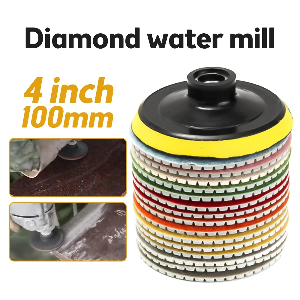 8-teiliges 4-Zoll-100-mm-Diamant-Polierpad-Set Nass/Trocken für Granit, Stein, Beton, Marmor Polier- und Schleifscheiben-Set