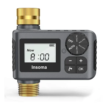 INSOMA-Système d'arrosage automatique, minuterie d'eau d'irrigation de jardin intelligente, avec percussion en laiton, pour tuyau de carburant, jardin extérieur IPX5 1