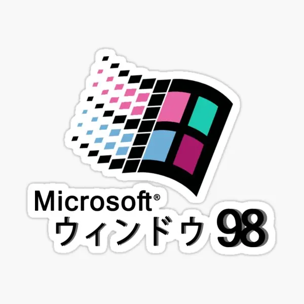 Microsoft Windows 98 Vaporwave 5Pcs Adesivi Per Cartoon Kid Car Cute Background Wall Home Stickers Room Decor Bottiglie D'Acqua