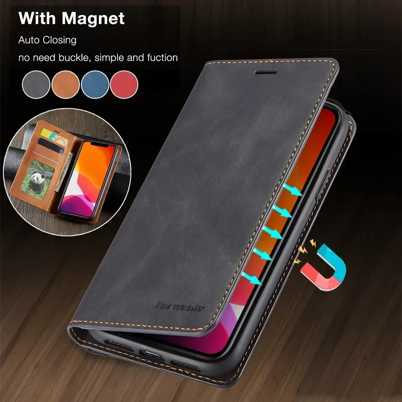 Elegant Magnetic Flip Leather Wallet Card Case Cover by Forwenw
