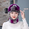 Winter Knitted 100% Natural Fur Hats Scarves Sets Women Warm Real Rex Rabbit Fur Hat Scarf Lady Fashiom Thick Rex Rabbit Fur Hat 2