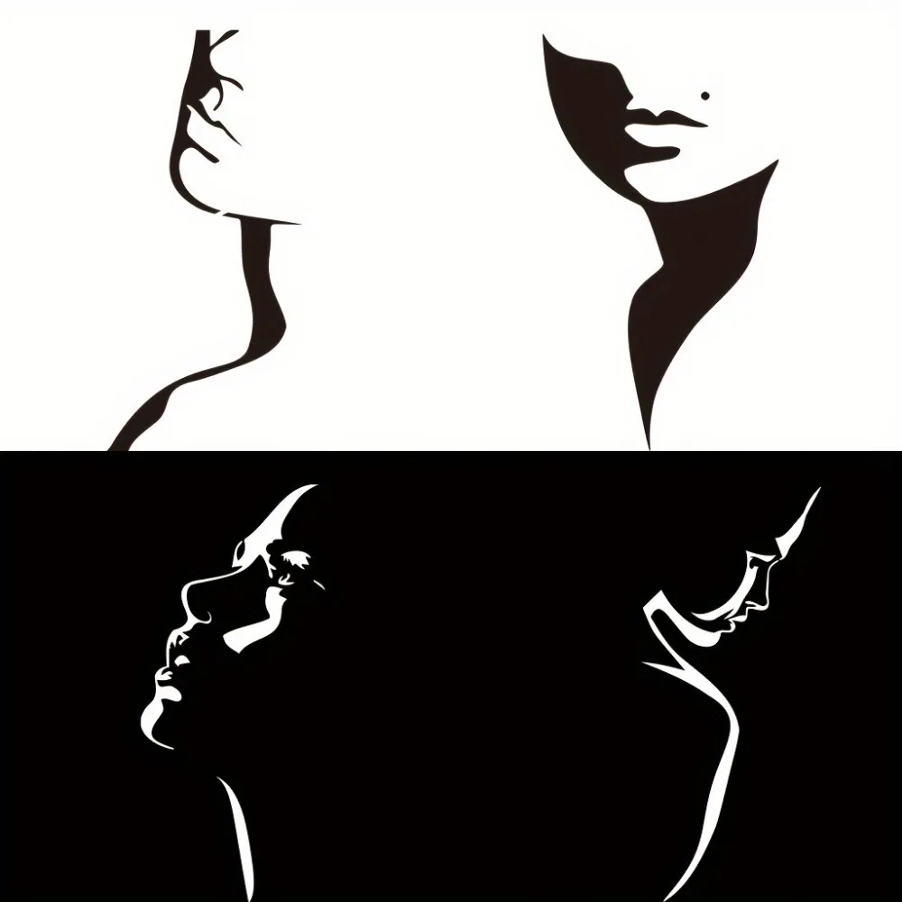 4개 A4 얼굴 윤곽 스텐실, 모던 초상화 라인 아트 템플릿, 벽, 캔버스, 패브릭에 DIY 페인팅을 위한 재사용 가능한 PET 스텐실