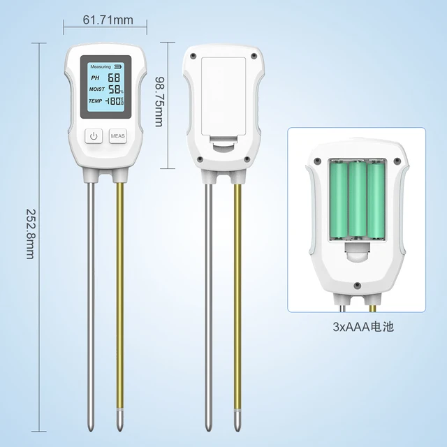 3in1 Soil Tester PH/Moisture/Temp Digital LCD Meter Heat-resistant Metal Sensor Humidity Monitor for Flower Plants Gardening 6
