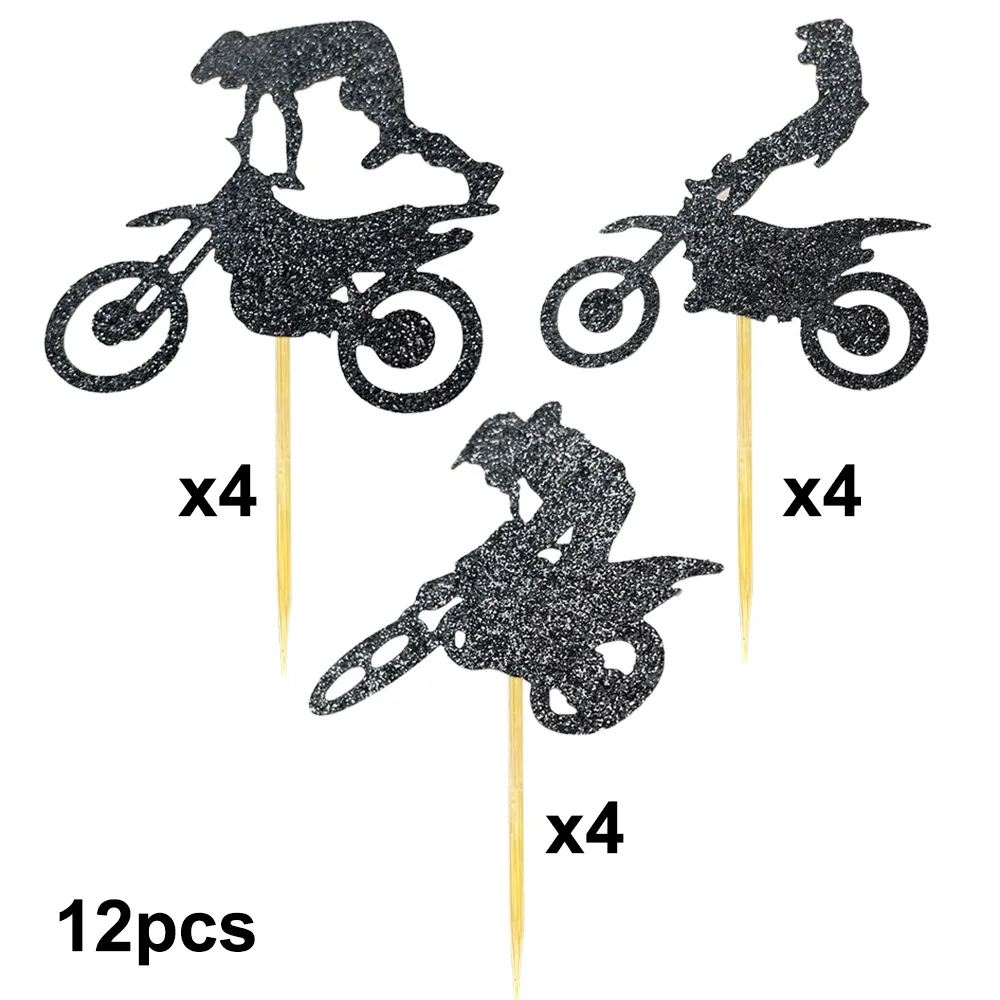 Déco Anniversaire Motocross SZSMW - Lot De 13 Pièces Pour Gâteau Et Cupcakes