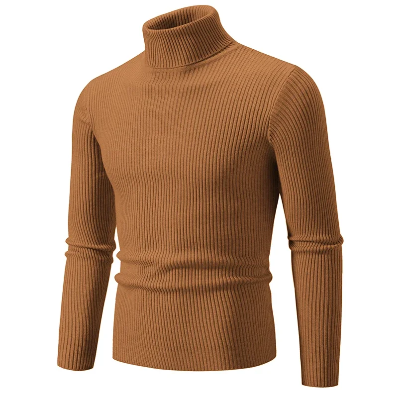 New Trend Men's High Neck Sweater  Pullover Knitted Warm Casual Turtleneck Sweatwear  Men Clothing 2