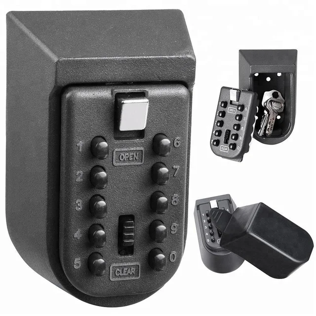 Wall Mounted Key Safe Box Mini Key Storage Cabinet Password Metal Key Storage Box with Waterproof Cover 1