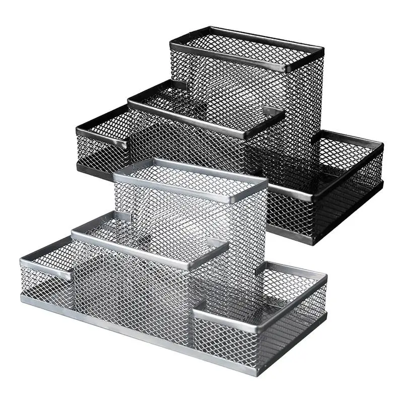 

Mesh Pencil Holder Desktop Organizer four-compartment storage pen holder Storage box for Business Home and School Organization