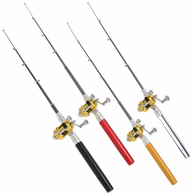Dilwe Canne à pêche stylo Mini canne à pêche portable en forme de stylo de poche télescopique et