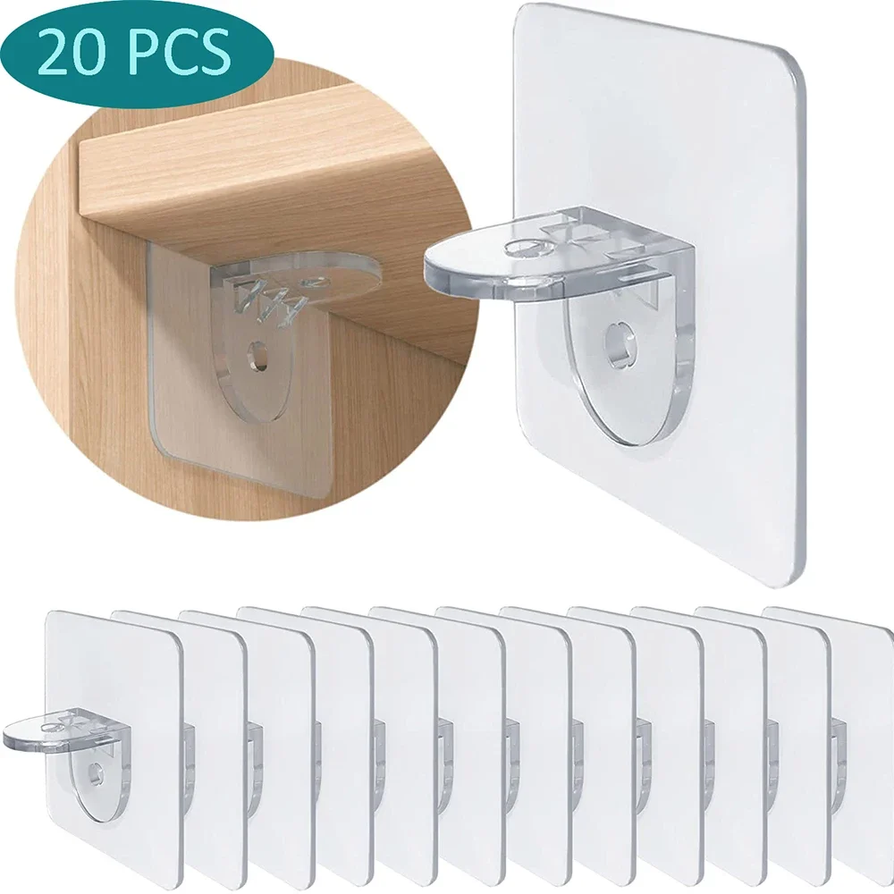 Self Adhesive Hooks Shelf Support Clip Wall Hanging Rack Partition Punch-free Bracket