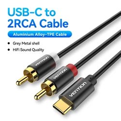 Vention USB - C to RCA Audio Cable - Premium Stereo Sound Adapter - 1m (USB - C to 2RCA - Black)