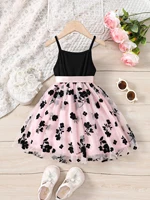 Robe décontractée en maille florale et velours pour filles, style princesse, idéale pour les fêtes, les vacances et comme cadeau – Nouvelle collection printemps-été 3