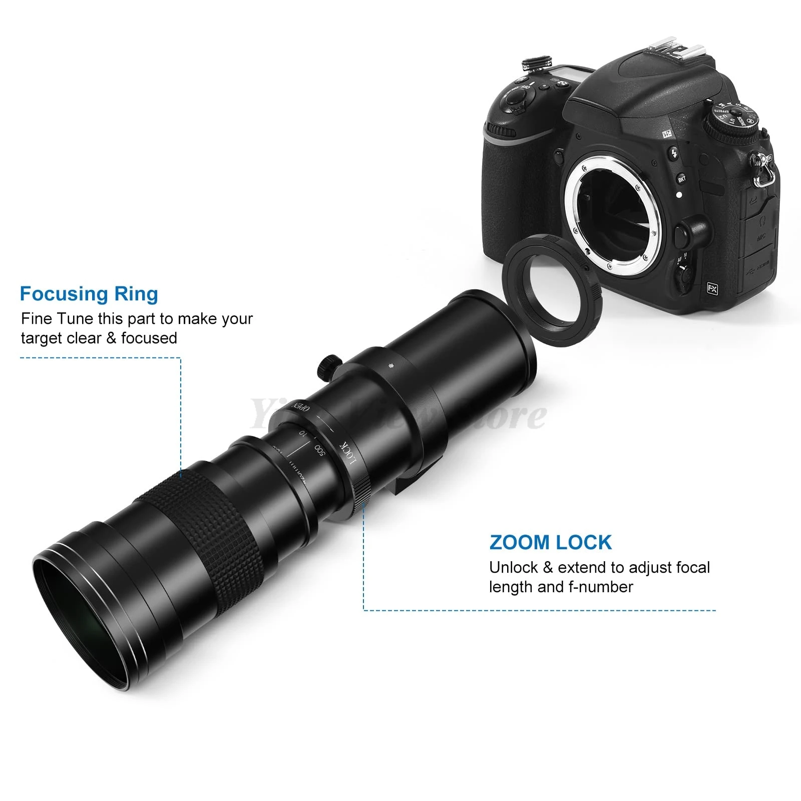Lightdow 420-800mm F8.3 Full Frame Telephoto Lens for Canon