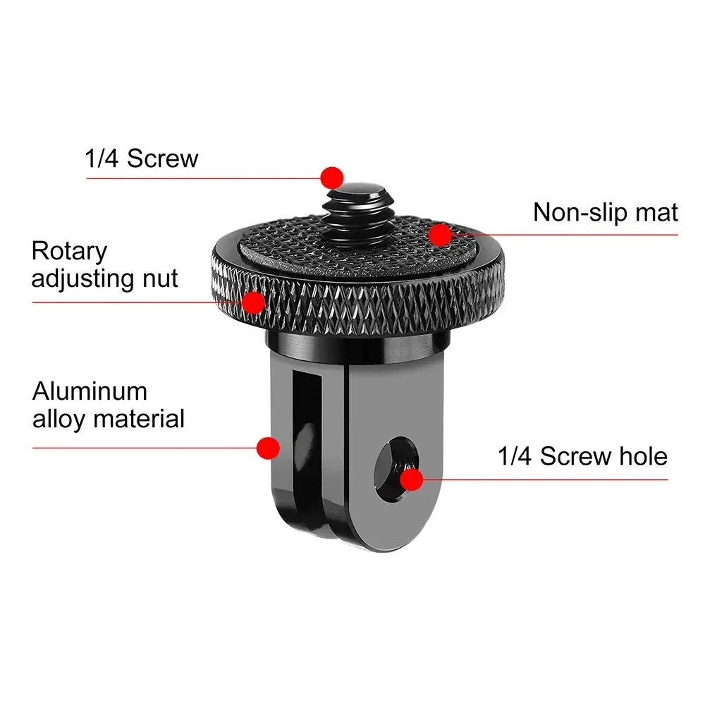 Aluminum Alloy Tripod Adapter 1/4" Metal Mount For GoPro Hero 13 12 11 10 9 Insta360 X5 X4 X3 DJI Osmo Action Camera Accessories