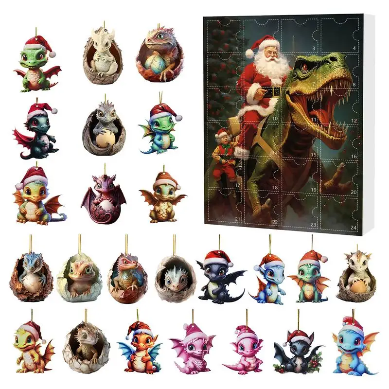 Cute Christmas Advent Calendar Christmas Dinosaur Egg Advent Calendar Funny Window Decoration Cartoon Festival Colorful Door