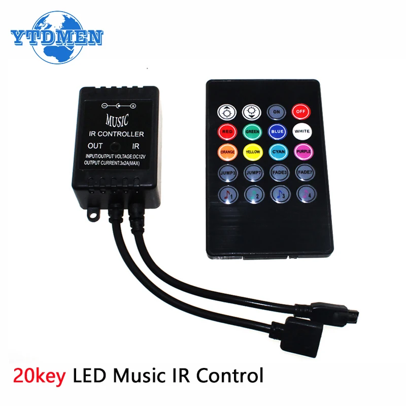 12V USB RGB LED Remote Controller 20key IR Control LED Music Sound