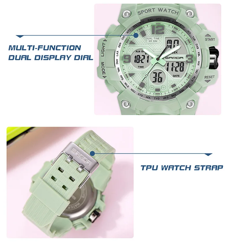Lover Watches for Men Women Military Dual Display Digital Quartz Wristwatch G Style Wrist Watch Waterproof Unbreak Present