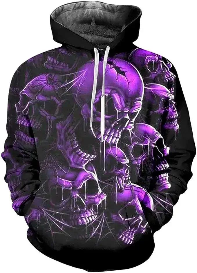 thumbnail image 1 of Nueva sudadera con capucha para hombre, estampado de calavera en 3D, jersey con estampado de tendencia urbana, manga larga, estilo hip hop, informal, holgada, para otoño, ropa para hombre, 1 of 4
