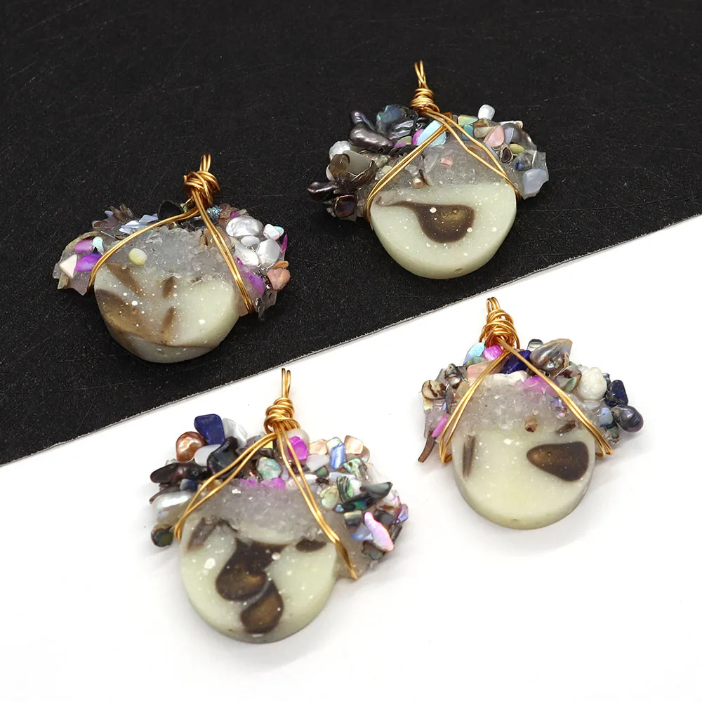 

Exquisite Pearl Resin Pendant 30-45mm Winding Charm Natural Stone Fashion Boutique Jewelry DIY Necklace Earrings Accessories