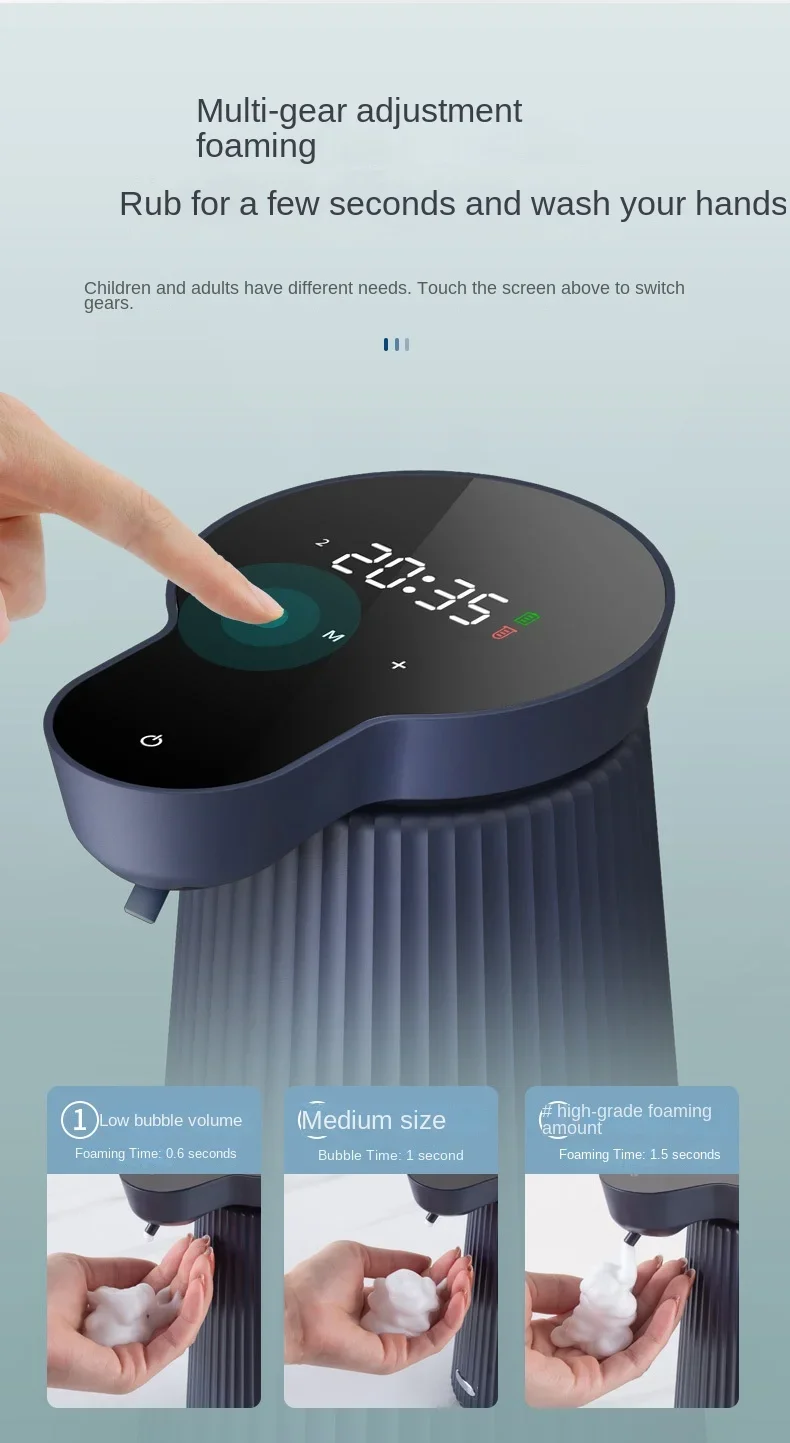 Description Picture 4 of item500ML Automatic Foam Soap Dispenser Large Screen Time Display Touchless Infrared Sensor Liquid Soap Machine Pump Hand Sanitizer