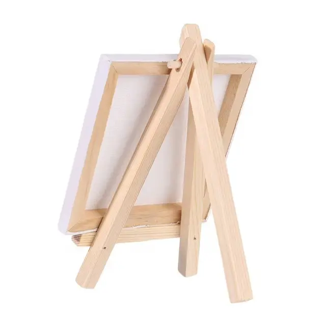 3Pcs Mini Blank Canvas Easel Set 10x10cm Small Tiny Painting Easel Multifunctional Wooden Frame Drawing Decoration Board 5