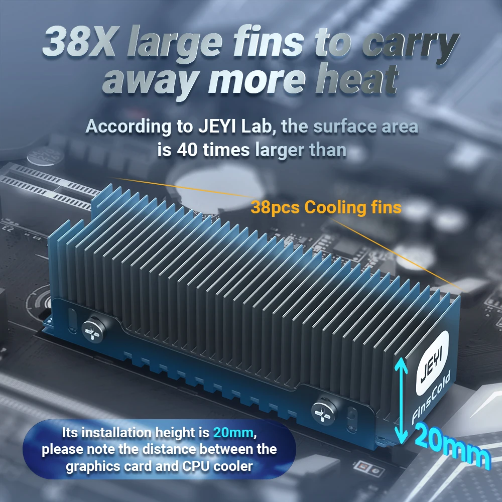 Jeyi M.2 Ssd Dissipador de Calor Heavy Duty Convectiva Dissipador de Calor de Alumínio Nvme Ngff Cooler Dissipadores de Calor Passivo com Barbatanas-godfins Gen 1 - Imagem 6