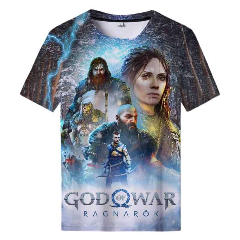 

New Summer God of War Ragnarok 3D Printed T Shirt for Women and Men Fashion Harajuku Streetwear Short Sleeve Oversized Kids Tops