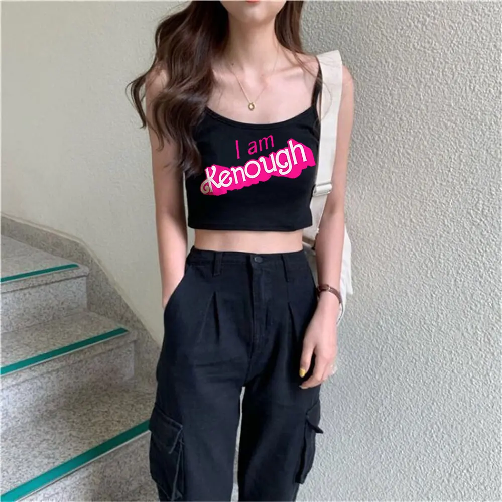 

Летний женский топ I Am kдостаточная майка и кофта Y2k, розовый топ на бретельках, женский жилет без рукавов, Топ 90-х, винтажная одежда, сексуальный бюстгальтер, Топ