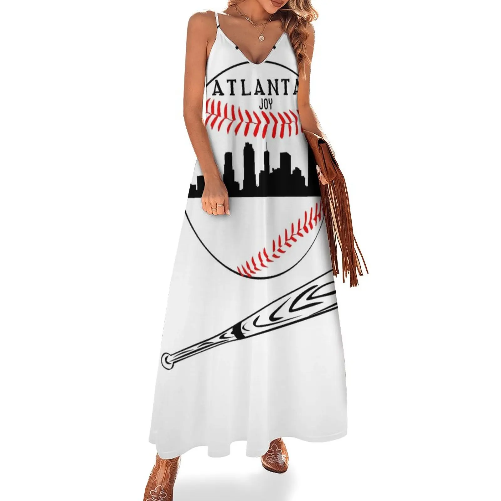 

Atlanta Baseball Design T-shirt Sleeveless Dress women's evening dresses 2024 women's clothing korea stylish