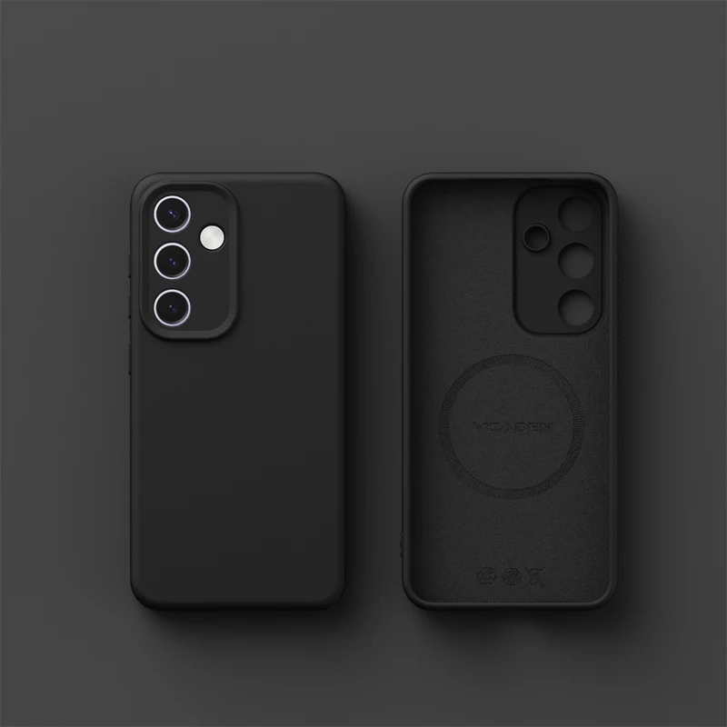Enhanced Liquid Silicone Magnetic Case with Built-In Flock Cover - Wireless Charging Compatible