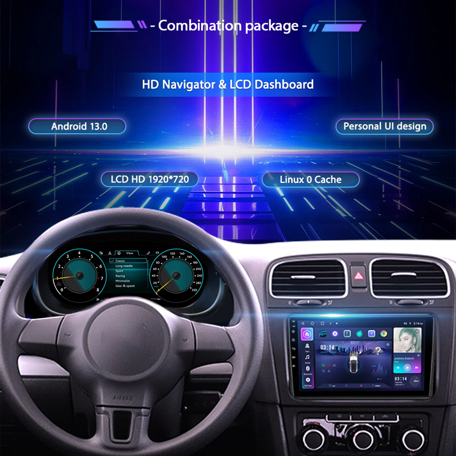 Panel de Instrumentos Digital Navigital de 12.3'' para VW Tiguan L Años 2014-2018, Panel Virtual, Cabina Digital 2