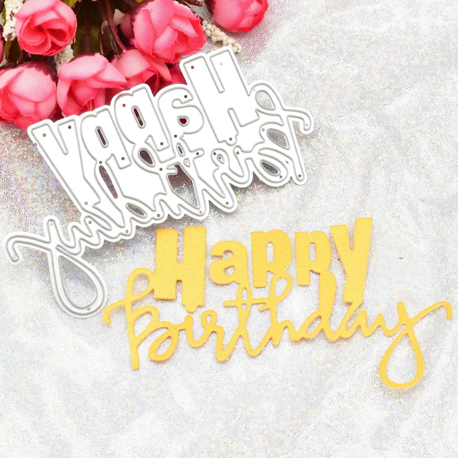 생일 축하 절단 다이 스텐실, DIY 배경 스크랩북 공예 제작