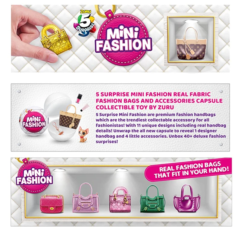 5 Surprise Mini Fashion Real Fabric Fashion Bags And Accessories Capsule  Collectible Toy By ZURU 