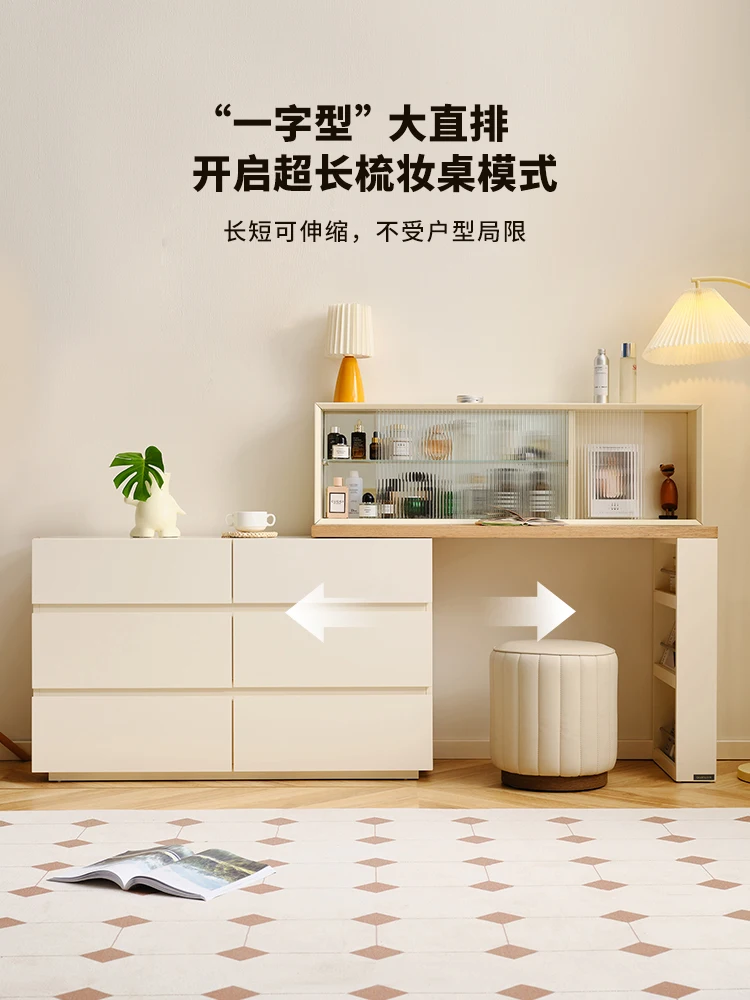 

Nordic wooden style dressing table, bucket cabinet, integrated bedroom, extendable corner dressing table 129921