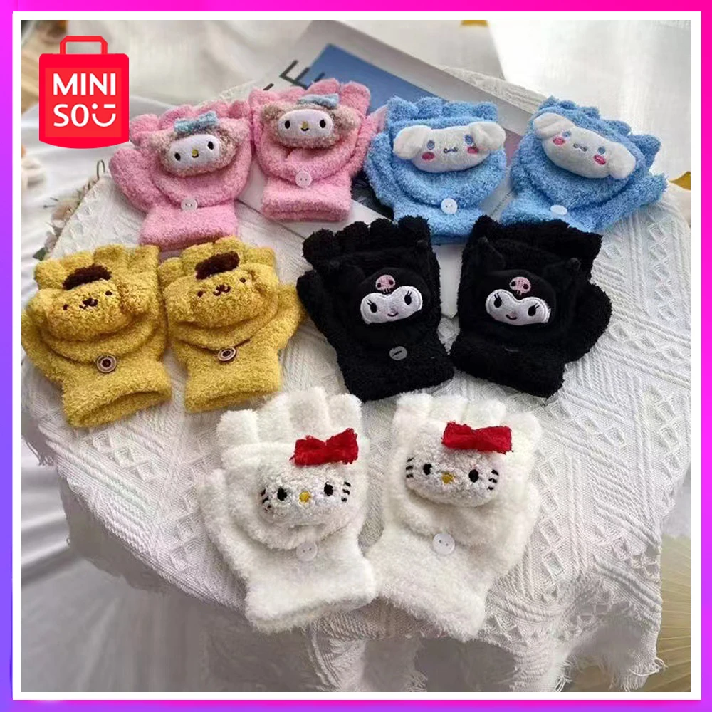 

Miniso Sanrio Cinnamoroll Winter Plush Gloves Men and Women Cute Touch Screen Kawaii Cartoon Anime Glove Christmas Birthday Gift