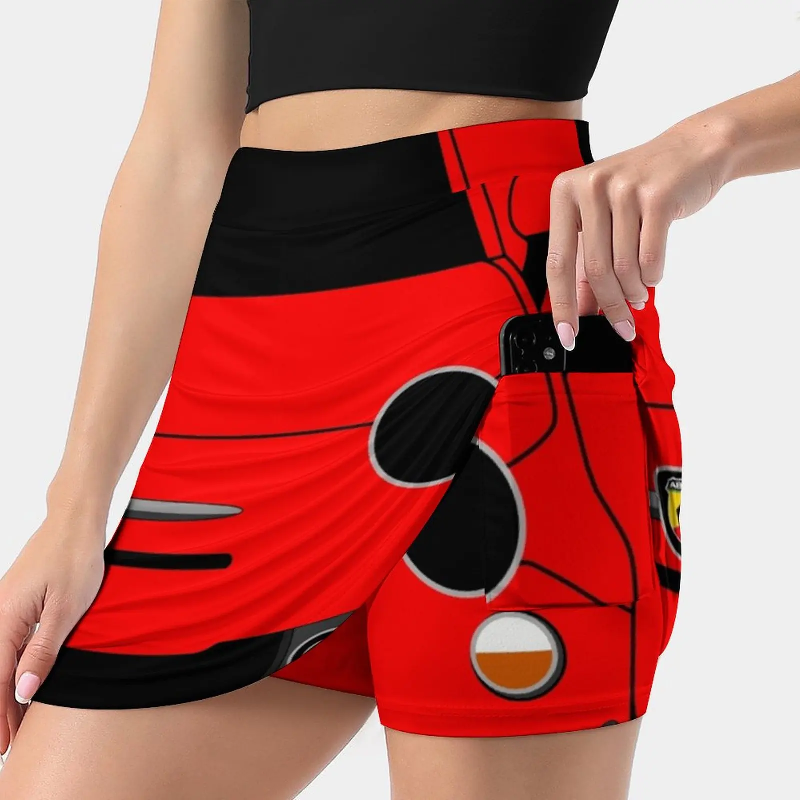 Abarth Women'S Fashion Sporting Skirt With Pockets Tennis Golf Running Skirts Abarth 500 Fiat Italy Cars Fun 595 Stance Ladies