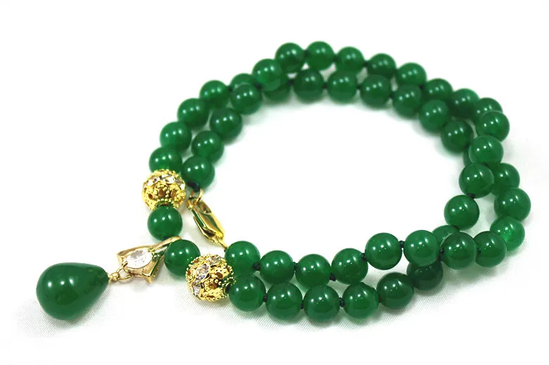 lady's best accessory 8mm green Jade necklace and water drop pendant necklace for party and anniversory