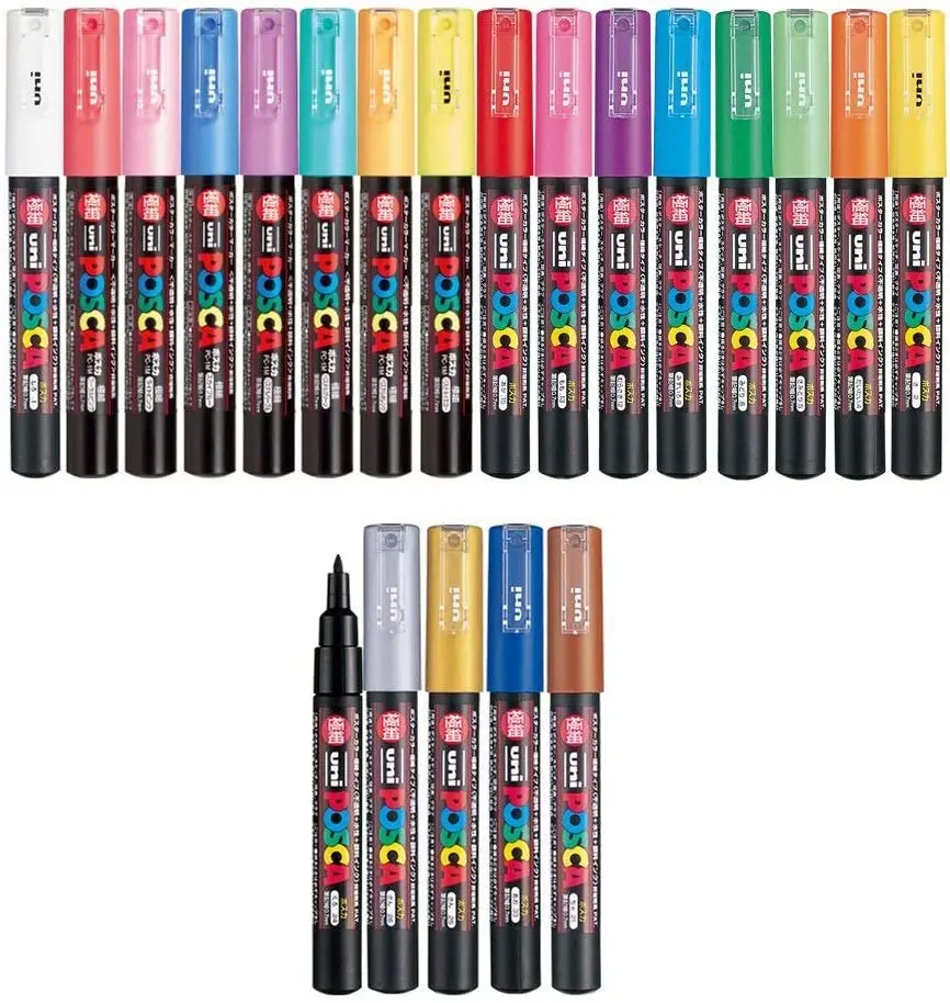 

1PC UNI POSCA Paint Marker Pen Water-based Mitsubishi Poster Graffiti Marking Pen Extra Fine Point ( PC-1M ) Painting Supplies