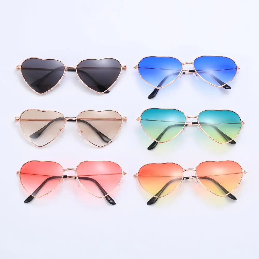 

Fancy Dress Outdoor Goggles Ocean Lenses Heart Shaped Sunglasses Sun Glasses Metal Frame Gradient