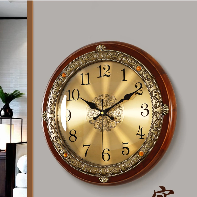 

Gold Luxury Wall Clock Fancy European Vintage Wood Original Wall Clock Modern Stylish Round Minimalist Reloj Pared Home Decor