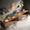 Tribesigns 78''Modern Large Office Desk, 2-Person Computer Workstation, Industrial Wooden Desk with Metal Legs 4