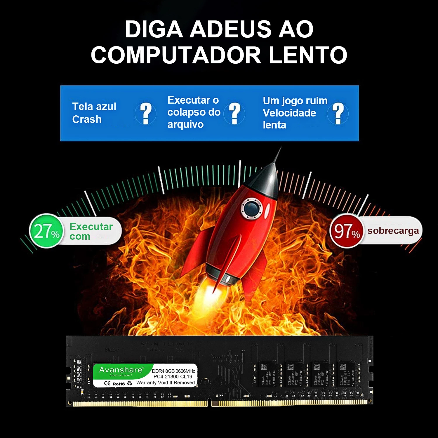 Avanshare Memoria Ram DDR4 4GB 8GB 16GB 32GB 2400MHz 2666MHz 3200MHz 288Pin For Desktop Computer Intel AMD